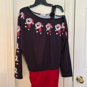 Santa Festive Black and Red Women's Top